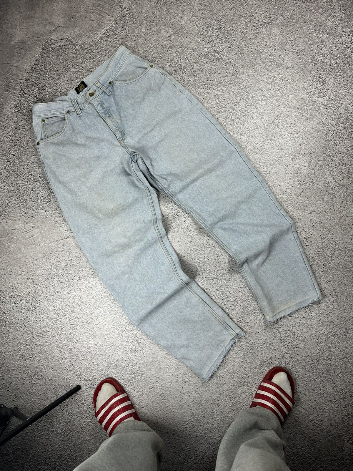 Lee Vintage Lee Riders Washed Denim Blue Jeans Baggy Flared Y2K Size US 35 - 2 Thumbnail