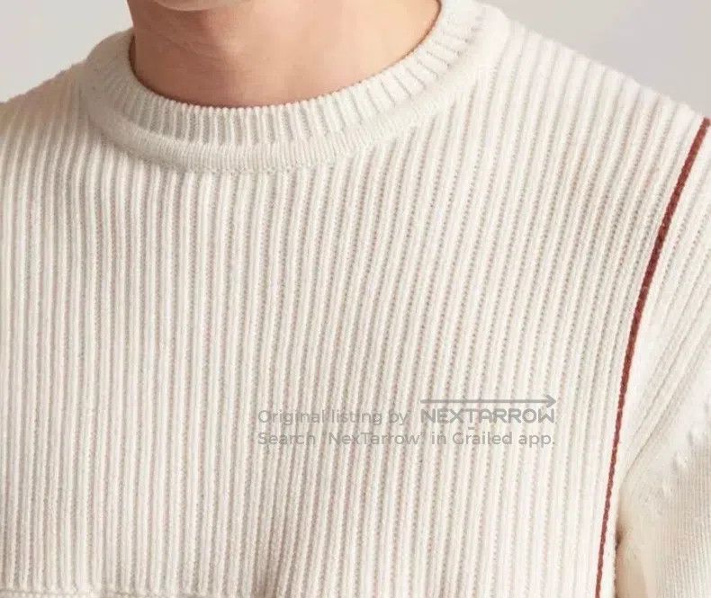 Loro Piana Loro Piana Men's Beige Striped Knitted Sweater Size US M / EU 48-50 / 2 - 2 Thumbnail