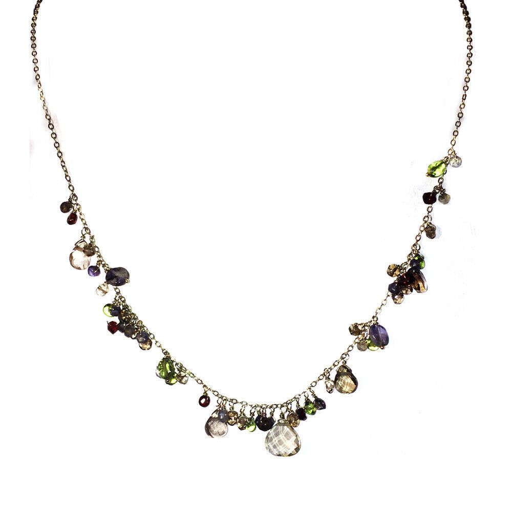 Sterling Silver Contemporary Sterling Silver Faceted Gemstone Bead Necklace Size ONE SIZE - 1 Thumbnail