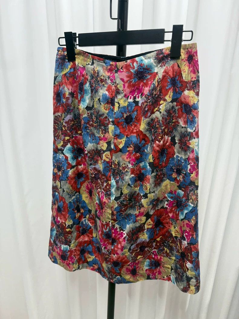Dries Van Noten Dries van noten Oil Painting Flower Skirt Size 37" - 4 Thumbnail