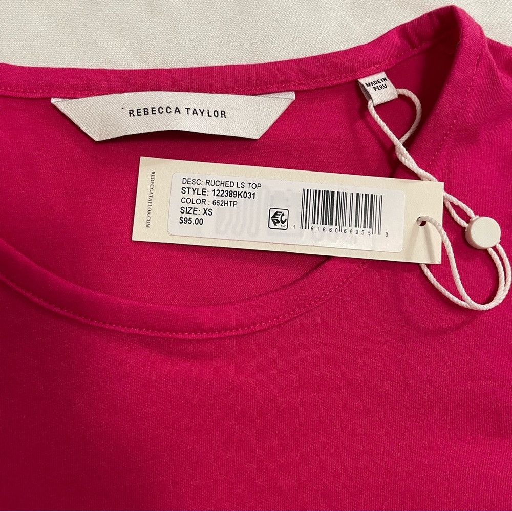 Rebecca Taylor NWT New $95 Rebecca Taylor Ruched Long-Sleeve Pink Top Size Size XS / US 0-2 / IT 36-38 - 7 Thumbnail