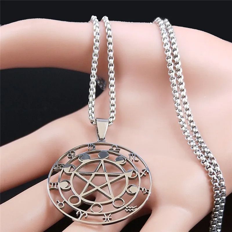 Jewelry Witchcraft 12 Constellations Pentagram Astrology Pendant Size ONE SIZE - 2 Thumbnail