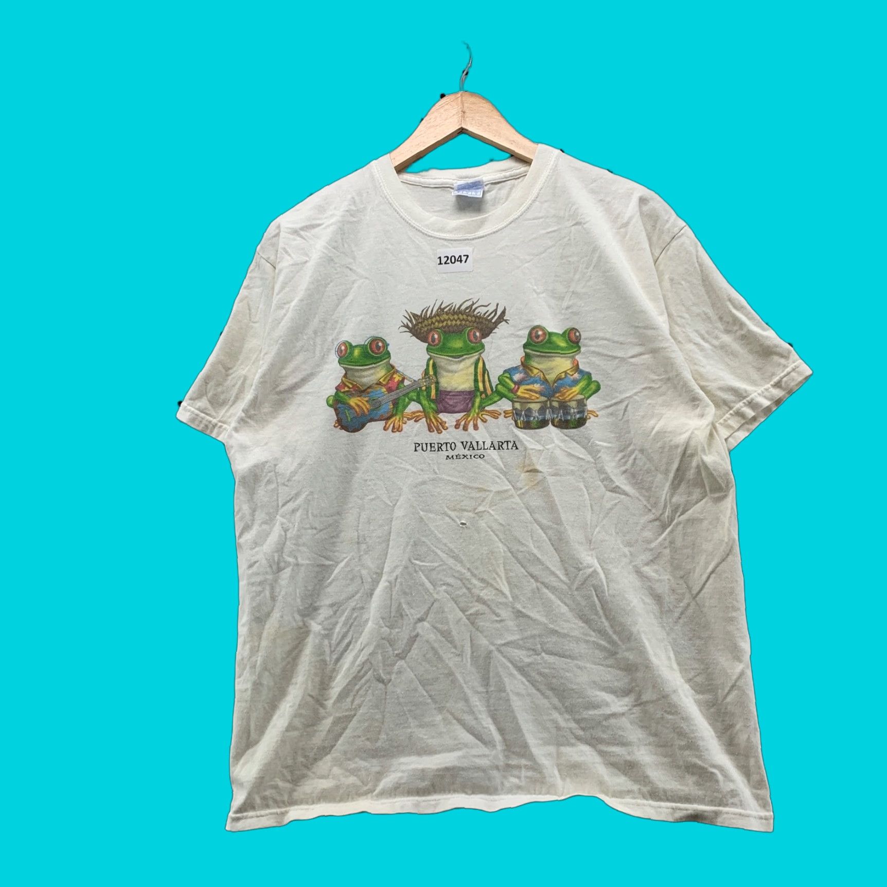 Vintage VINTAGE Mexico Cotton T-Shirt Adult Large White Logo Nature Puerto Vallarta Frogs 90s Size US L / EU 52-54 / 3 - 1 Thumbnail