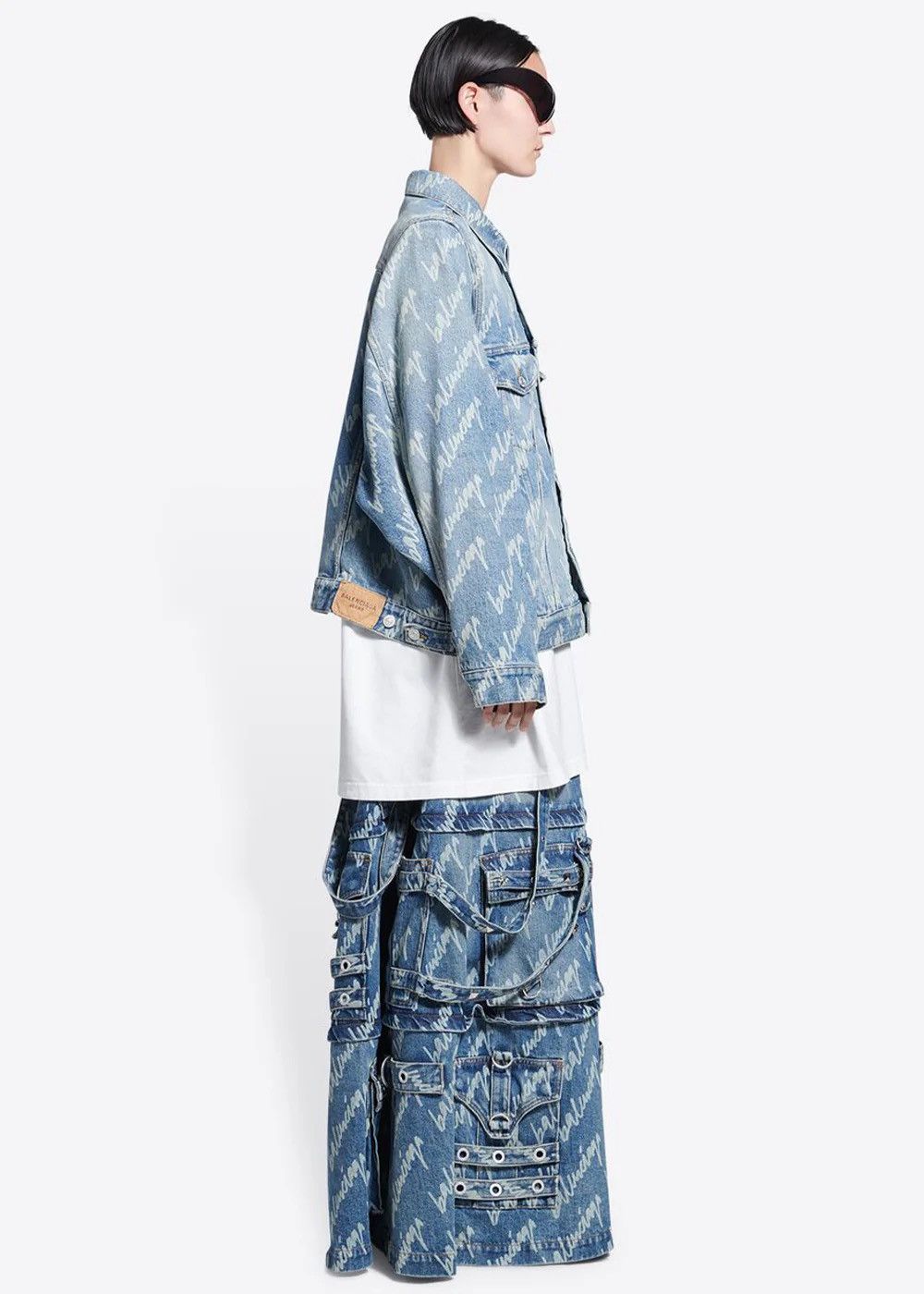 Balenciaga 🔥SUPER RARE🔥 Raver Denim All over Logo Skirt Size US 30 / EU 46 - 4 Thumbnail