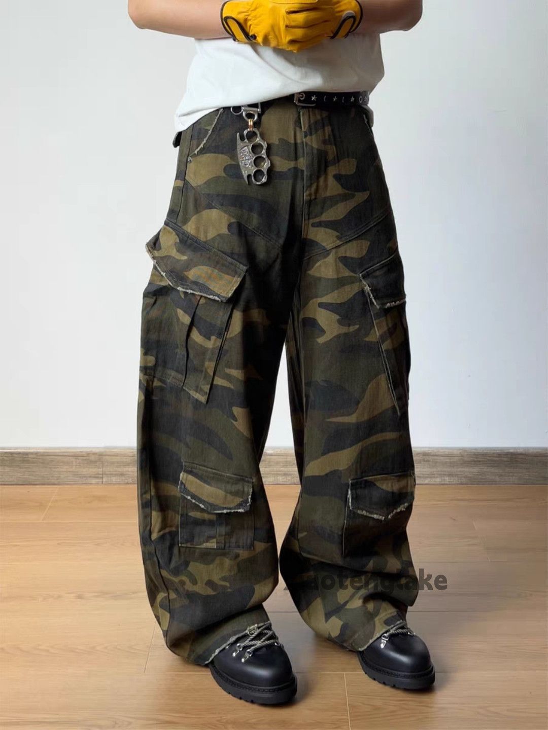 Vintage xz utility military outdoor wide Leg cargo camo pants Size US 30 / EU 46 - 4 Thumbnail