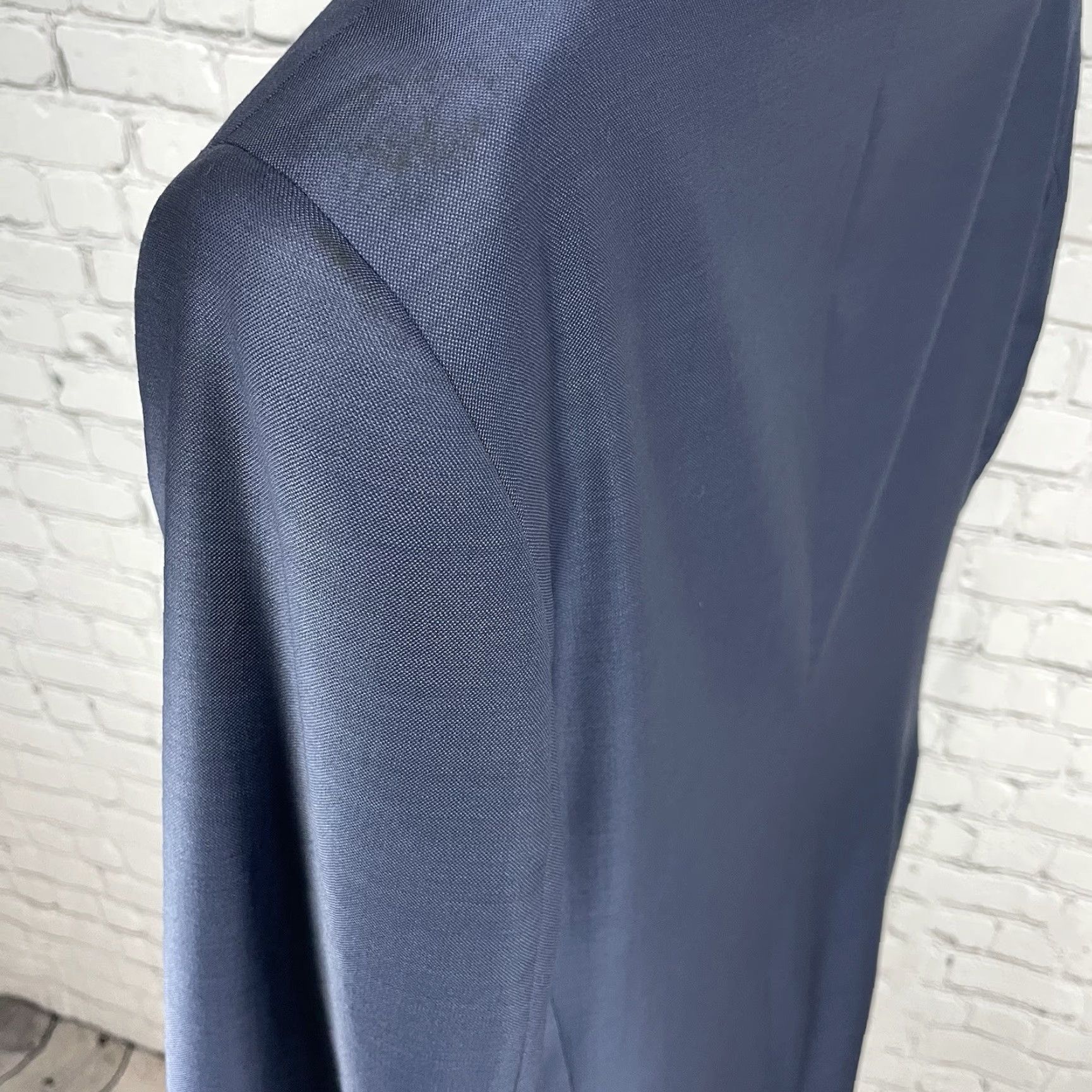 Express Express Blue Wool Blend Extra-Slim 2 Button Vented Blazer Pant Suit 40 Mens Regular Jacket Front Back Measurements 2 Piece Vintage No-Defects Size 40R - 6 Thumbnail