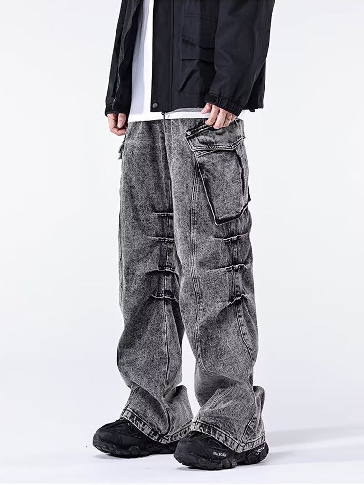 Japanese Brand × Jean Washed Black Baggy Cargo Jeans Size US 30 / EU 46 - 2 Thumbnail