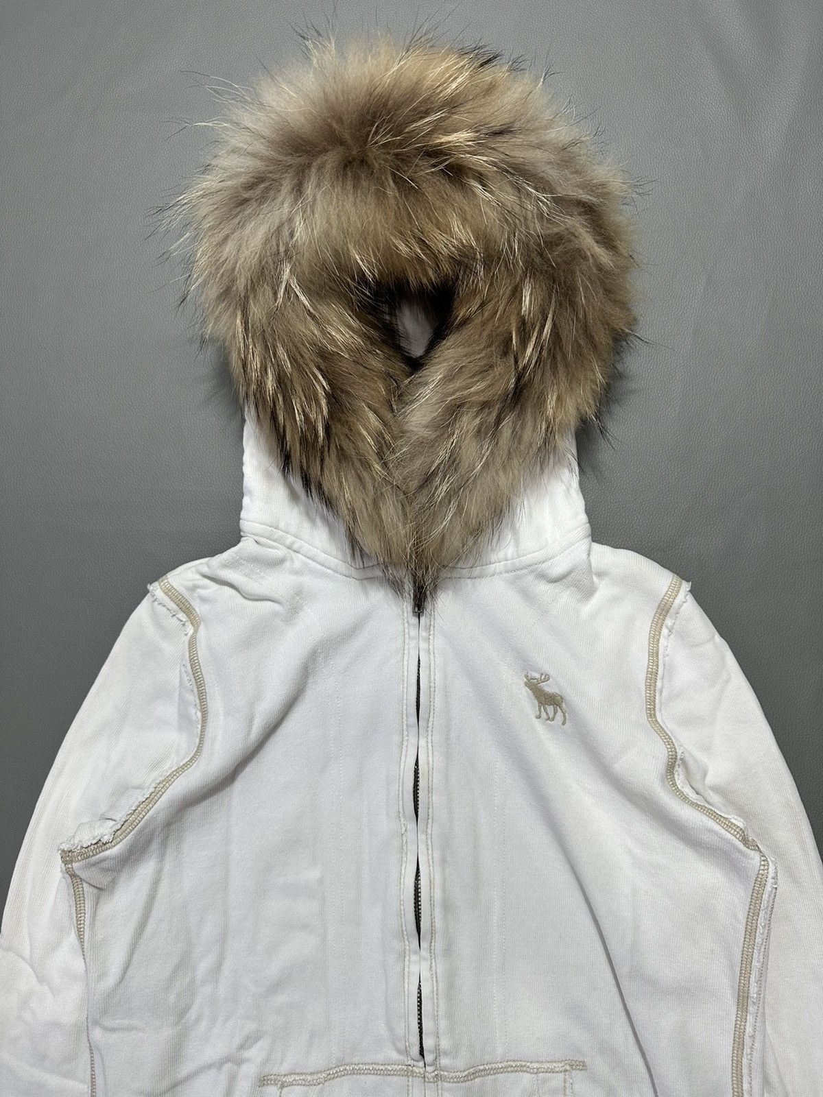 Abercrombie & Fitch VINTAGE DISTRESSED ABERCROMBIE CENTER LOGO FUR ZIP HOODIE Size US S / EU 44-46 / 1 - 3 Thumbnail