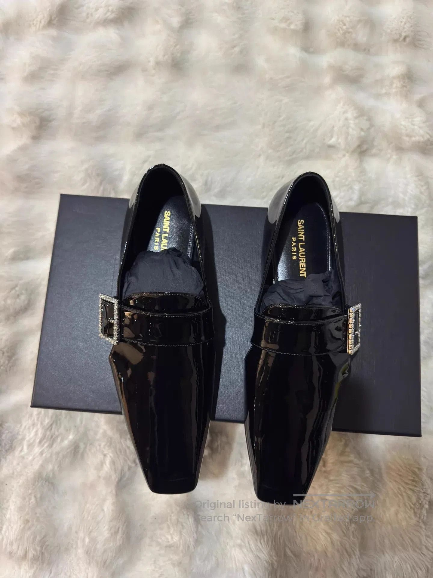Saint Laurent Paris Black Patent Leather Buckle Slip-On Shoes. Size US 7 / EU 40 - 4 Thumbnail
