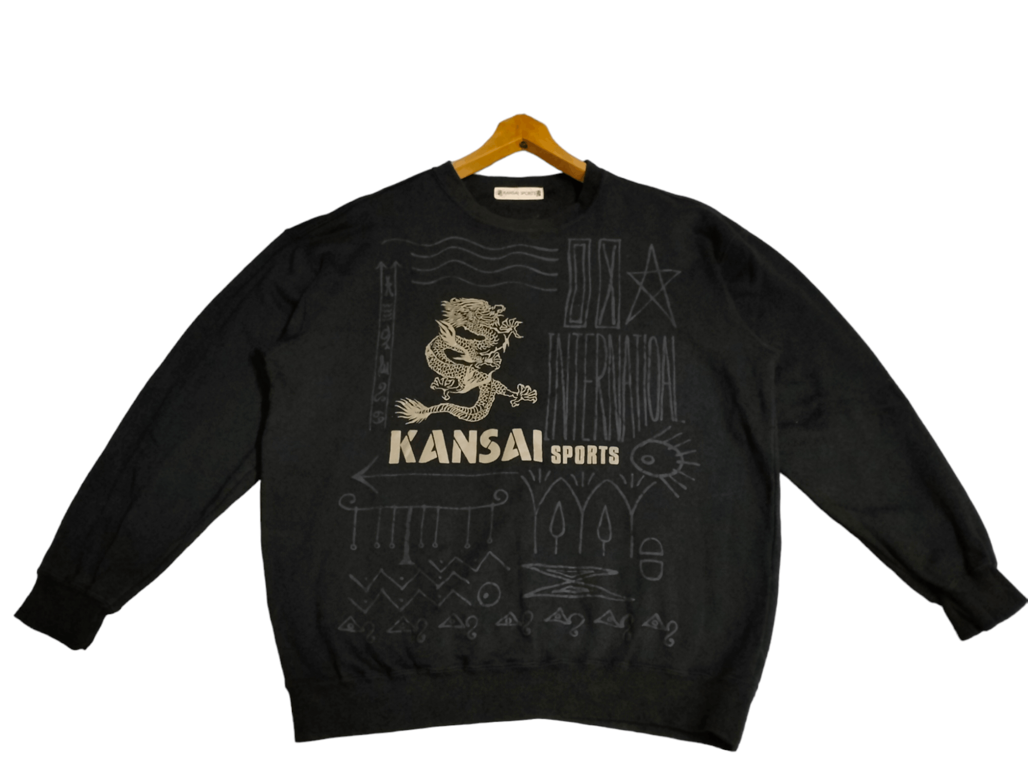 90s Kansai Sports Sweatshirt Spell Out Dragon Design Rare