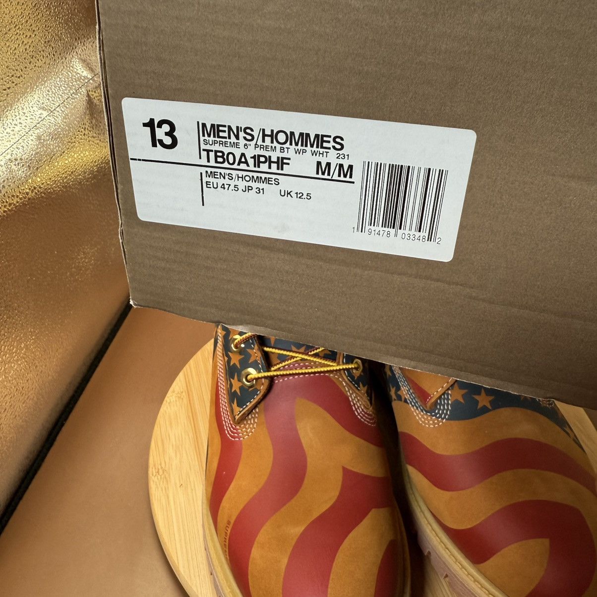 Supreme × Timberland Timberland 6" Boot Supreme Stars & Stripes Wheat Men’s Sz 13 Size US 13 / EU 46 - 10 Thumbnail