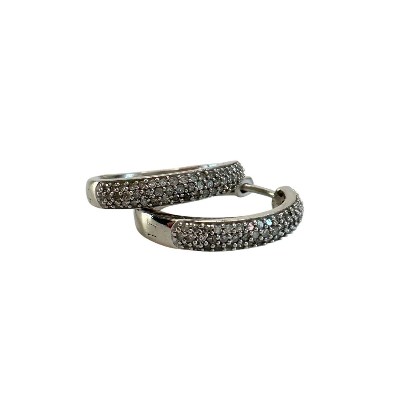 Other 1/2 Carat Natural Diamond Hoop Earrings in Sterling Silver Size ONE SIZE - 7 Thumbnail