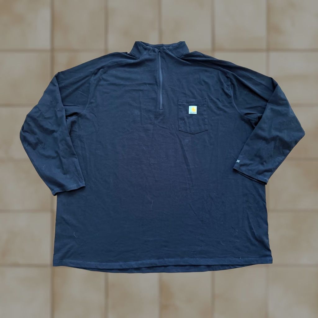 Carhartt Carhartt Long Sleeve Quarter Zip Shirt BLACK Mens 4XL Size US XXL / EU 58 / 5 - 1 Thumbnail