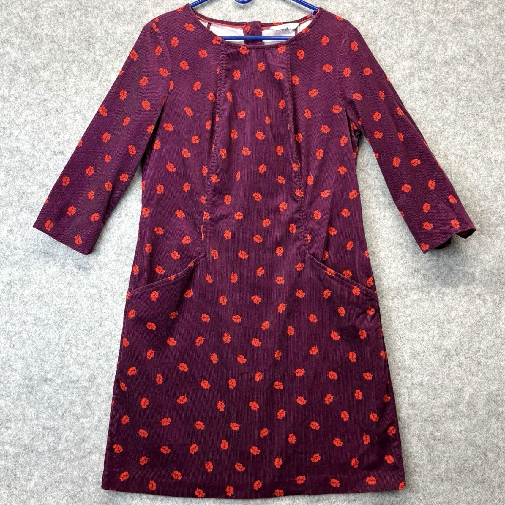 Boden Boden Corduroy Dress Burgundy 12 3/4 Sleeve Knee Length Women’s shift Casual, Travel, Party/Cocktail - UK 12 Size XL / US 12-14 / IT 48-50 - 2 Thumbnail