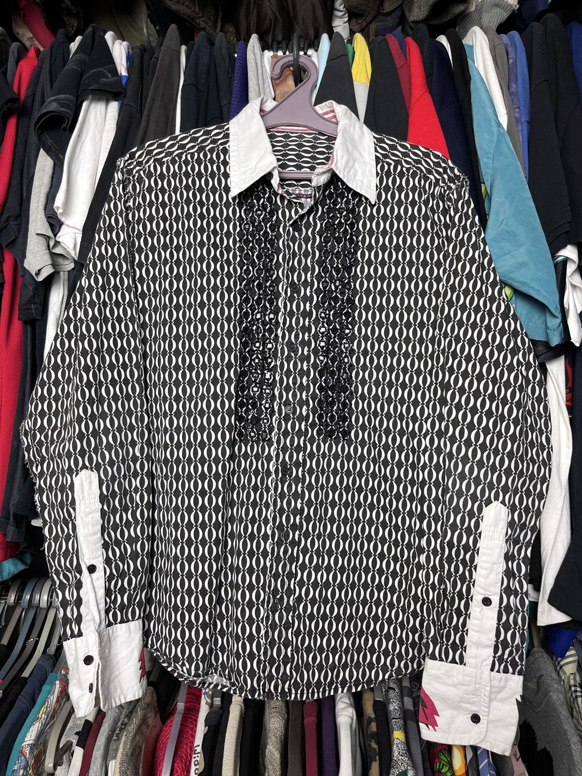 Vintage DAVID BOWIE BEADS HANDMADE ARCHIVE OVERPRINTED SHIRT - 1337 Size US L / EU 52-54 / 3 - 2 Thumbnail