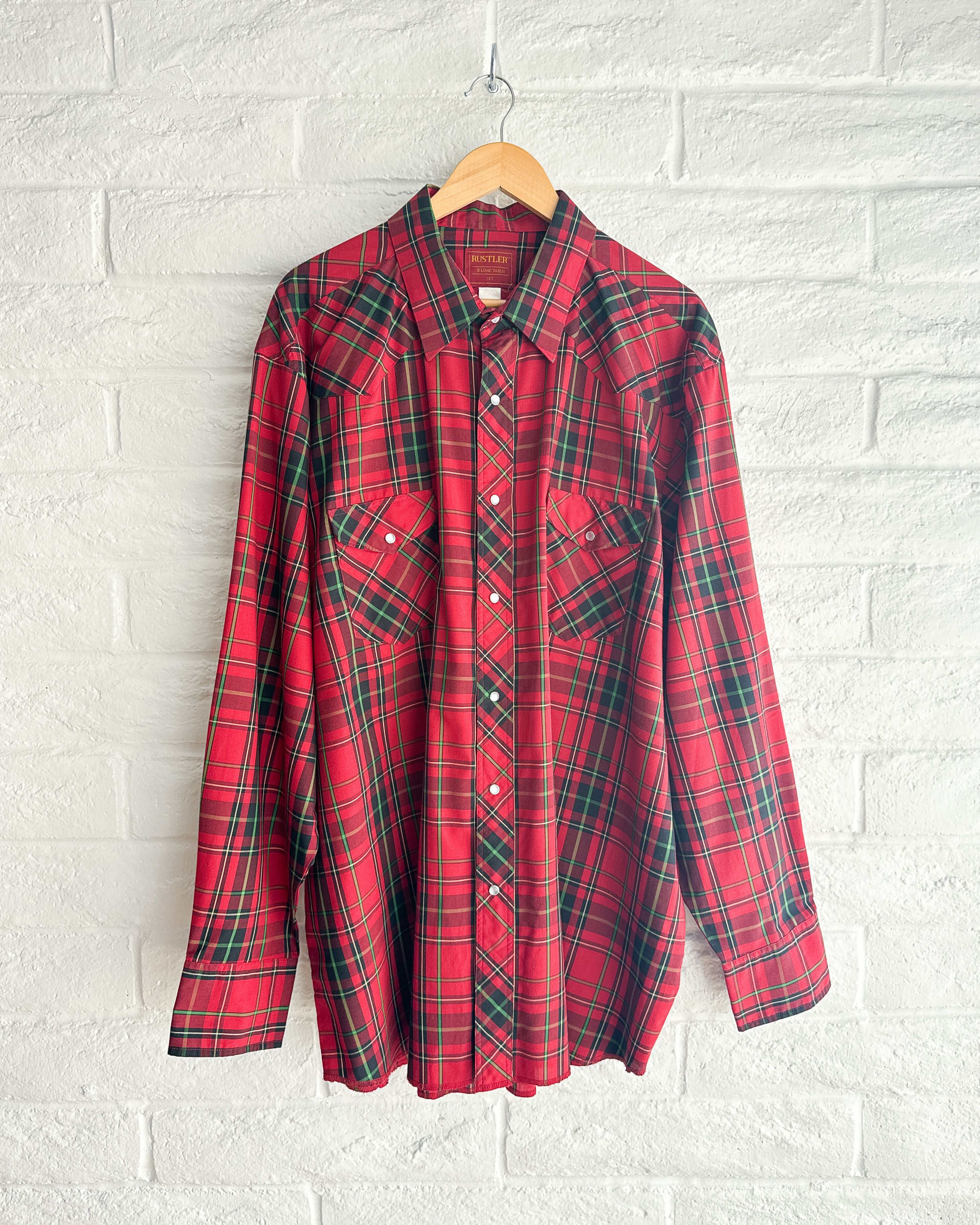 Vintage Vintage 90s Rustler X Long Tails Western Shirt Plaid 3XLT Size US XXL / EU 58 / 5 - 1 Thumbnail