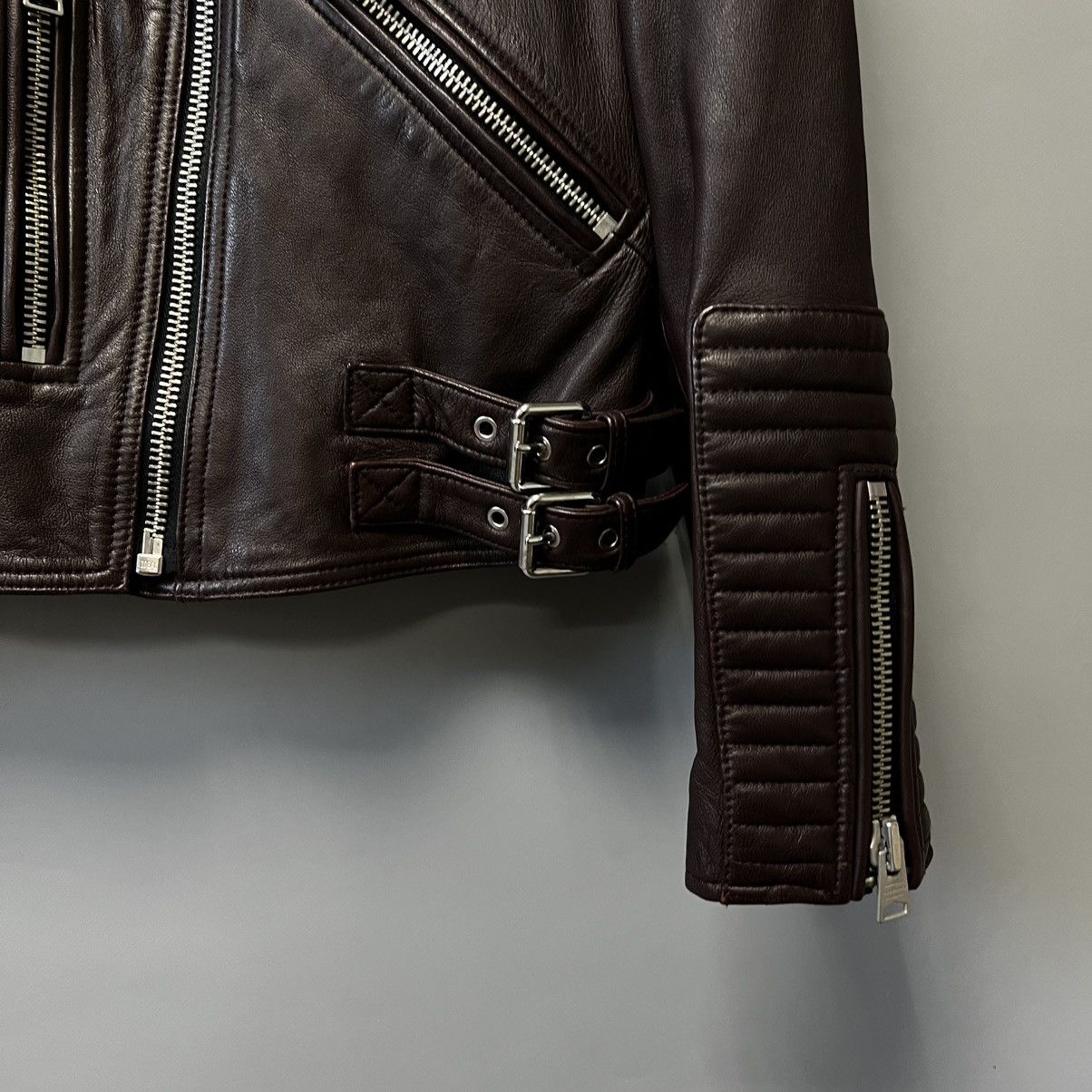 Allsaints AllSaints Estella Leather Biker Jacket Brown/Chocolate Lamb Size M / US 6-8 / IT 42-44 - 10 Thumbnail