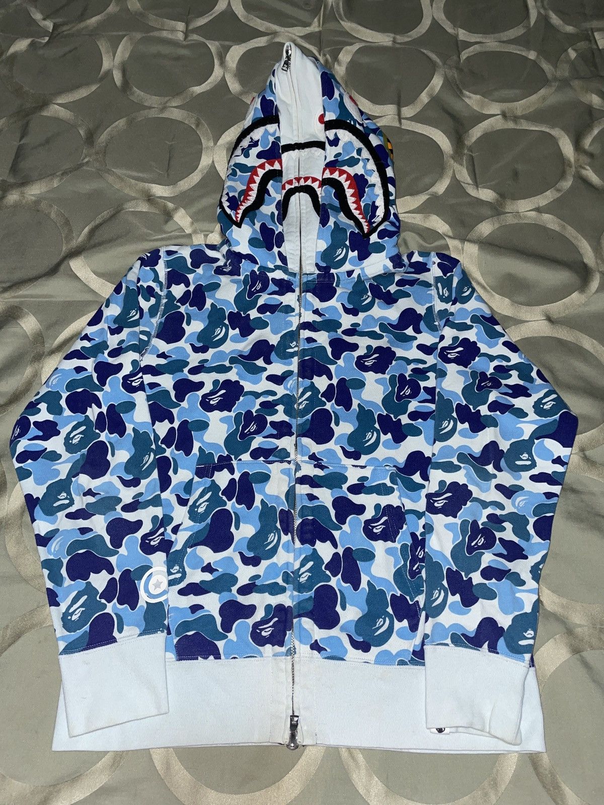 Bape Bape ABC blue camo double shark hoodie S Size US S / EU 44-46 / 1 - 1 Thumbnail