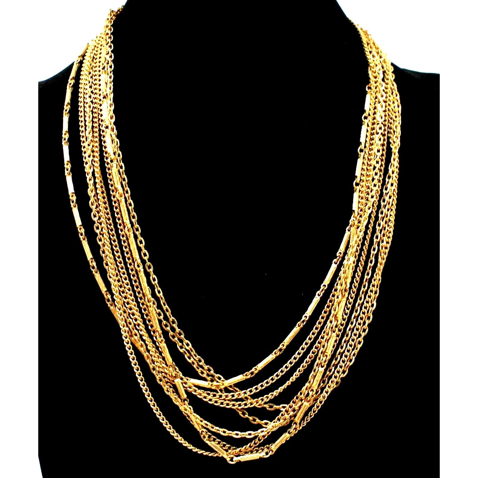 Other Classic Statement Necklace • Nine Chains • Box Closure • 21" Size ONE SIZE - 1 Thumbnail