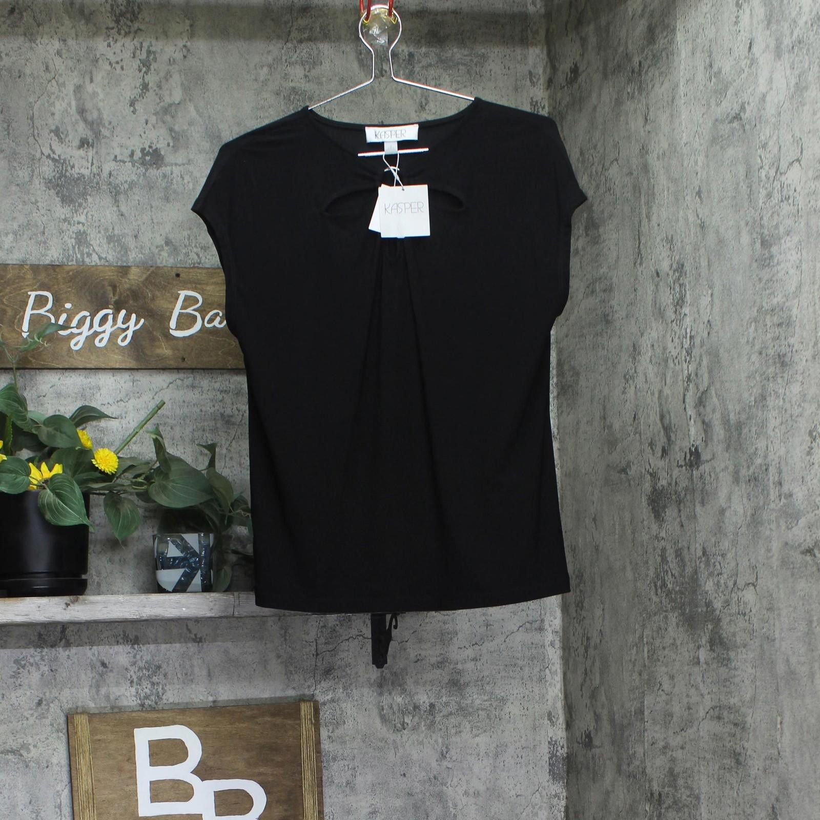 Other Kasper Keyhole Ring Short-sleeve Shirt Top 10924137 Black S Size S / US 4 / IT 40 - 1 Thumbnail