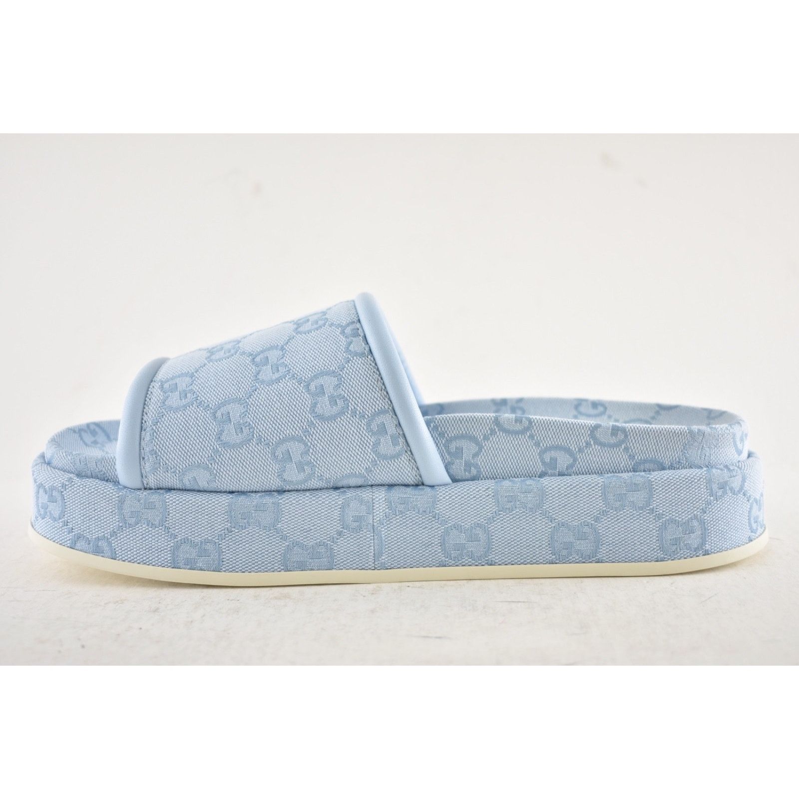 Gucci Gucci Light Blue GG Monogram Platform Slide Sandal 39.5 Size US 9.5 / IT 39.5 - 14 Thumbnail