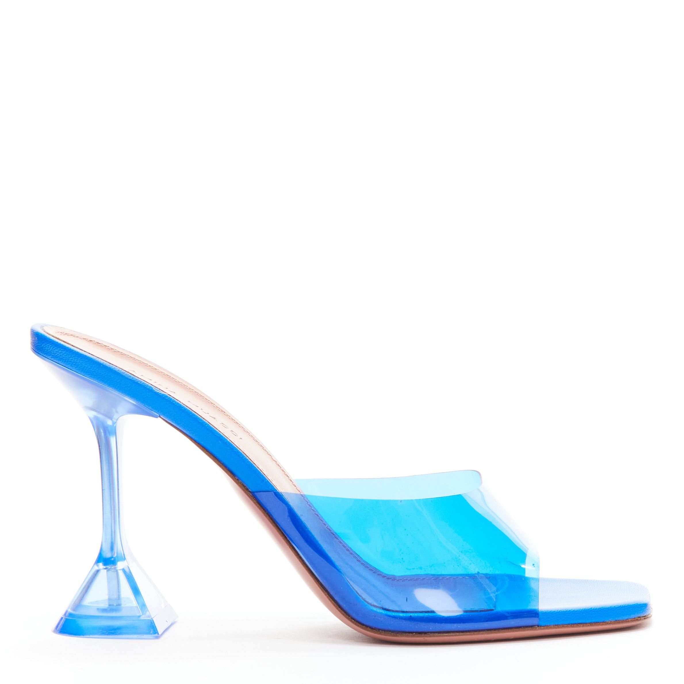Amina Muaddi AMINA MUADDI Lupita blue clear PVC spool lucite heel sandal EU37.5 Size US 7.5 / IT 37.5 - 1 Thumbnail