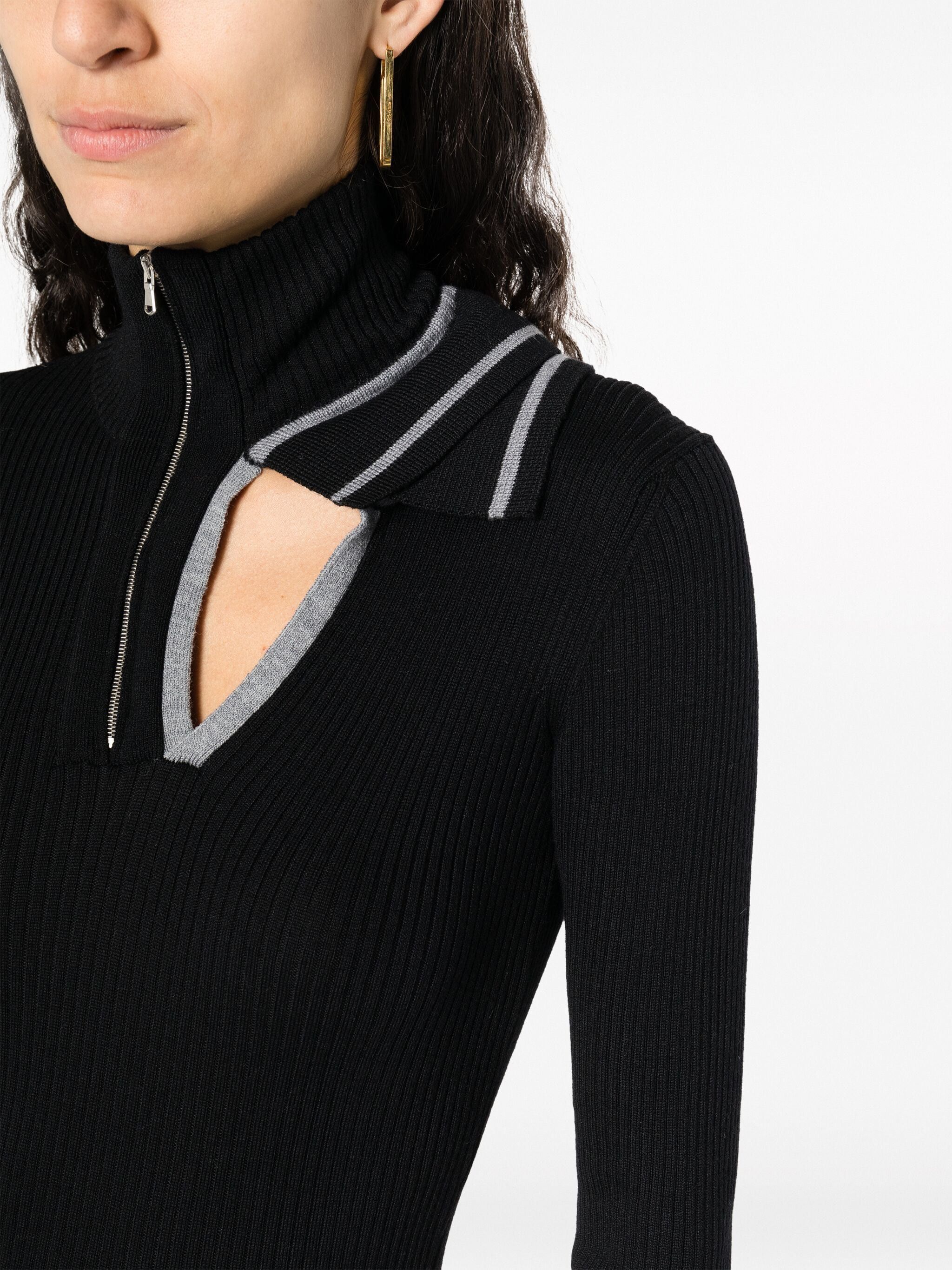 Y/Project o1s22i1n0924 Double Neckline Merino Mini Dress in Black Size L / US 10 / IT 46 - 4 Thumbnail