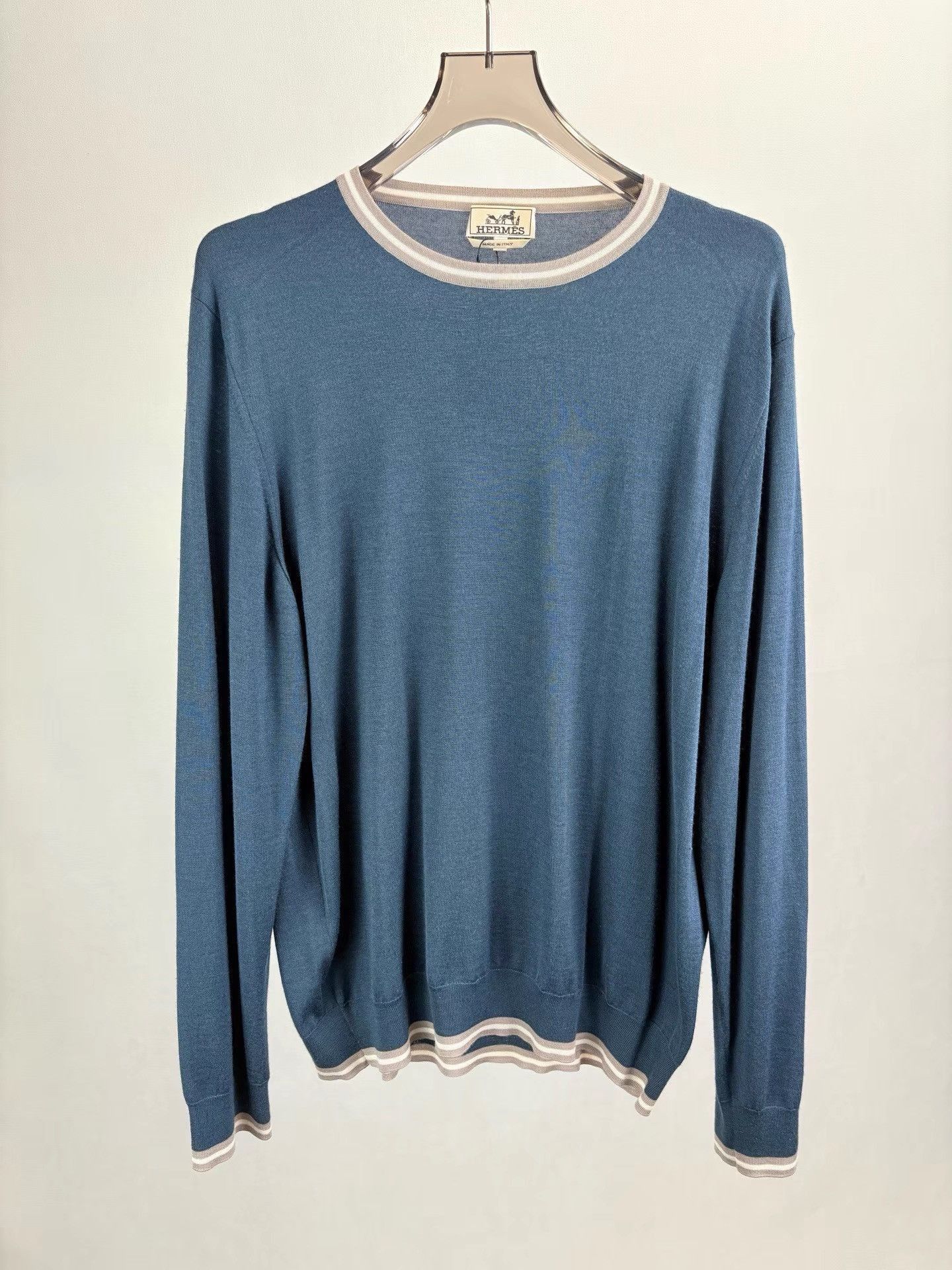 Hermes Blue Crew Neck Long Sleeve Knit Sweater Size US XXL / EU 58 / 5 - 1 Thumbnail