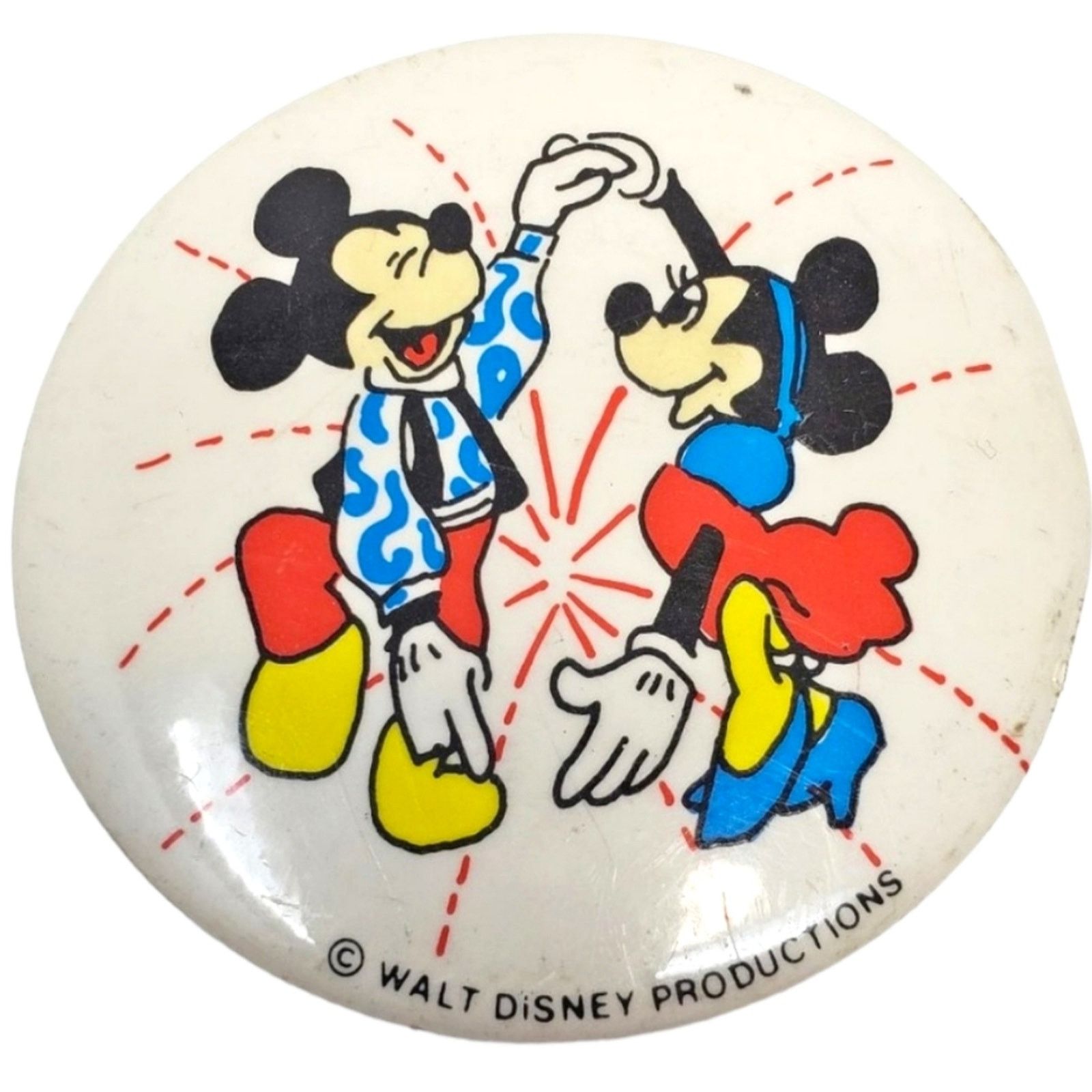 Disney VTG Walt Disney Productions Mickey & Minnie Dancing Button Size ONE SIZE - 1 Thumbnail