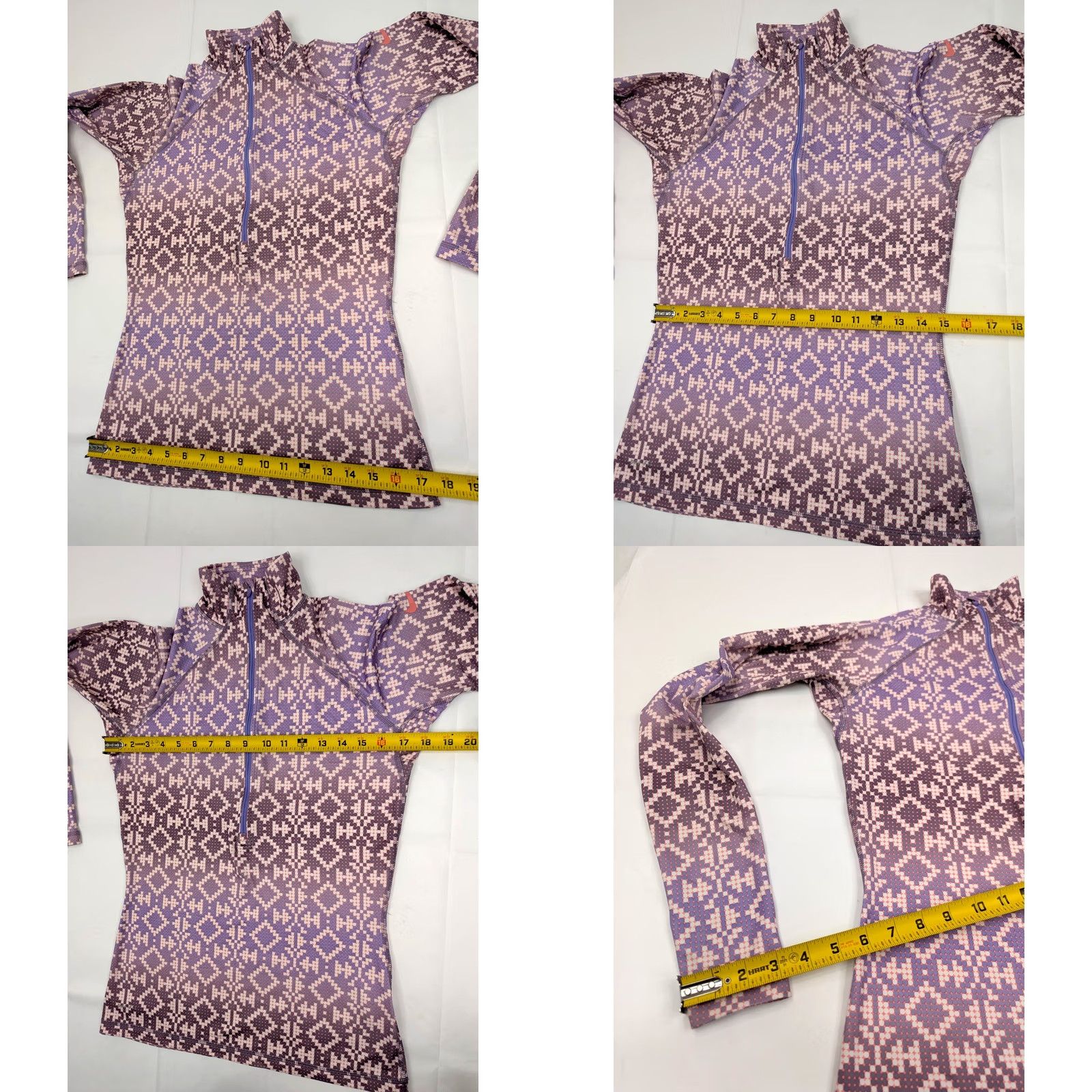 Nike Nike Pro Dri-Fit 1/4 Zip Pullover Lightweight Sweater Women M Geometric Purple Size M / US 6-8 / IT 42-44 - 8 Thumbnail