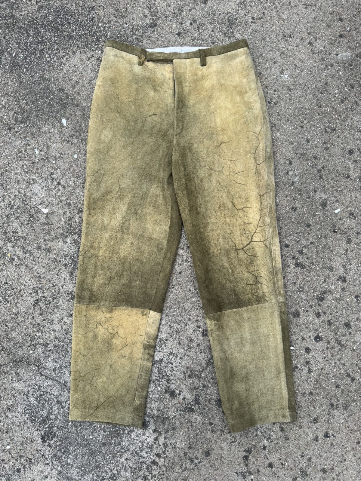 image of Carol Christian Poell Intravenous Injection Leather Pants in Yellow, Men's (Size 30)