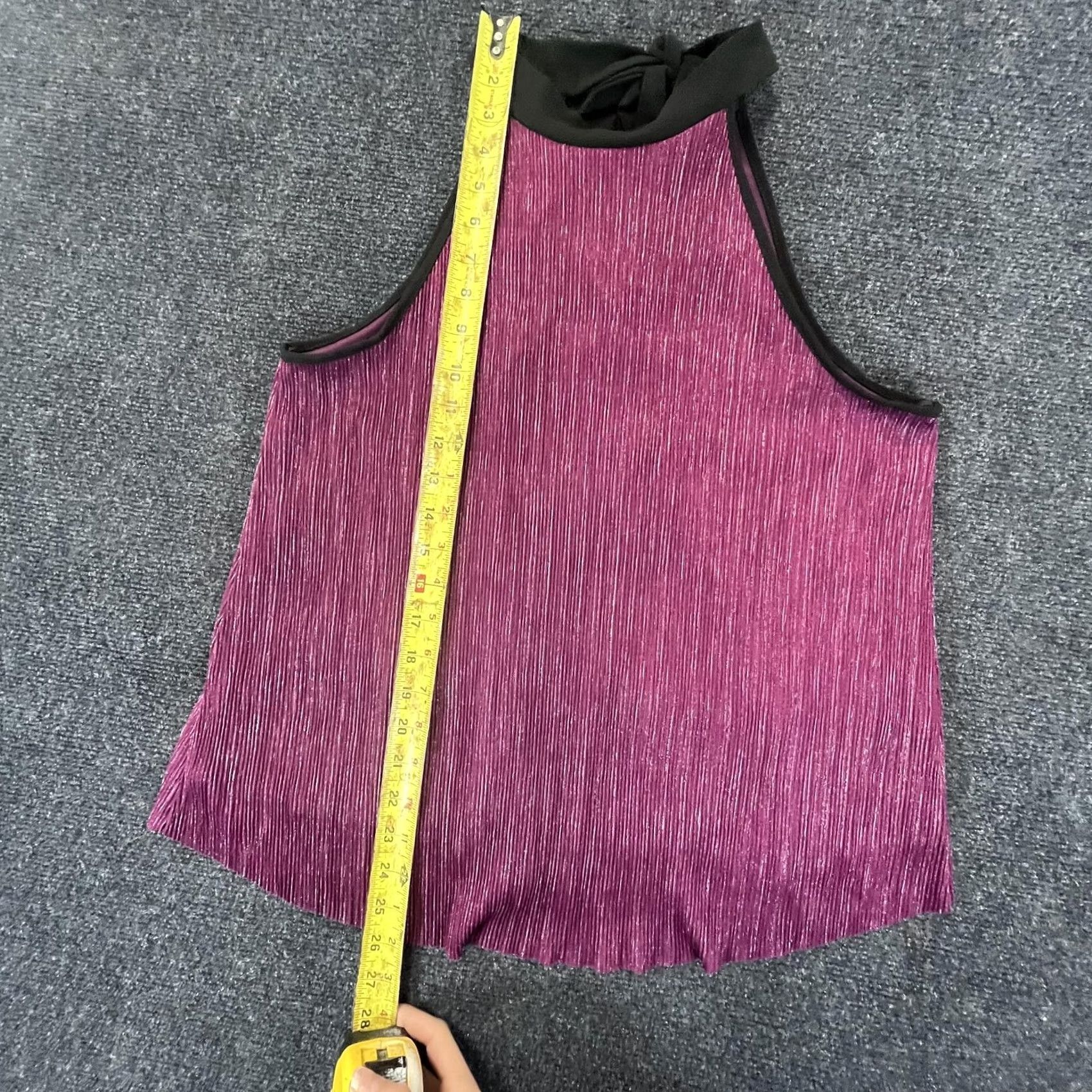 Vintage VINTAGE Rue21 Top Womens Large Purple Metallic Sleeveless High Neck Pleated Tank Y2K Size L / US 10 / IT 46 - 4 Thumbnail