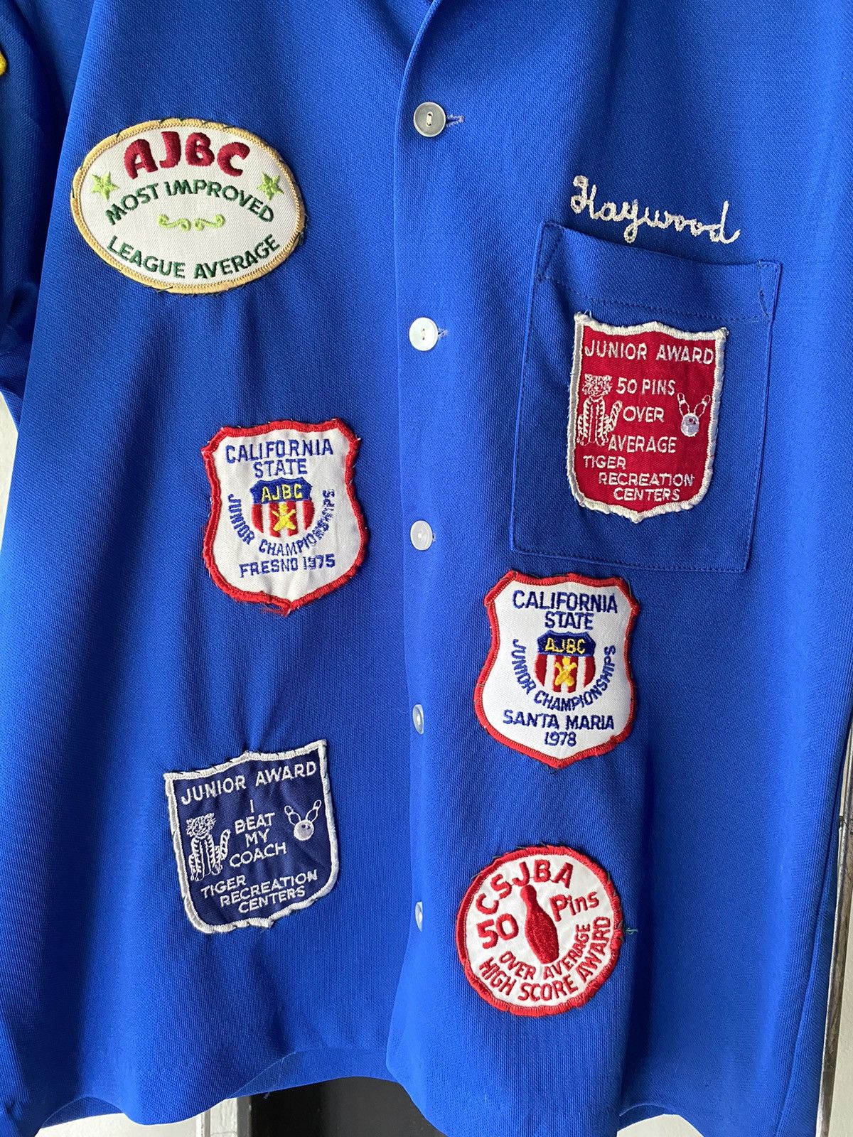 Designer × Vintage Mr. More Blue Short-Sleeve Shirt with Embroidered Patch Size US S / EU 44-46 / 1 - 8 Thumbnail