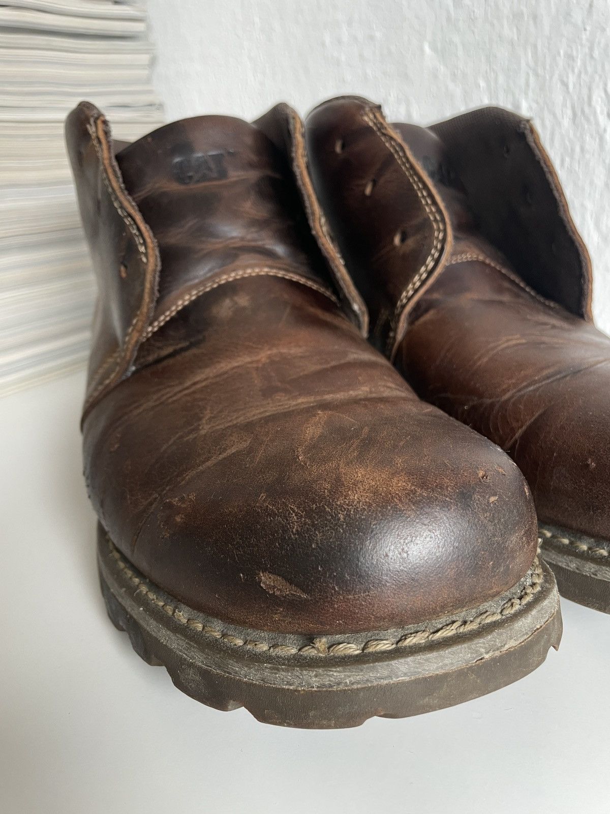 Caterpillar Caterpillar Distressed Leather Work Boots Patina size 46 Size US 12.5 / EU 45-46 - 8 Thumbnail