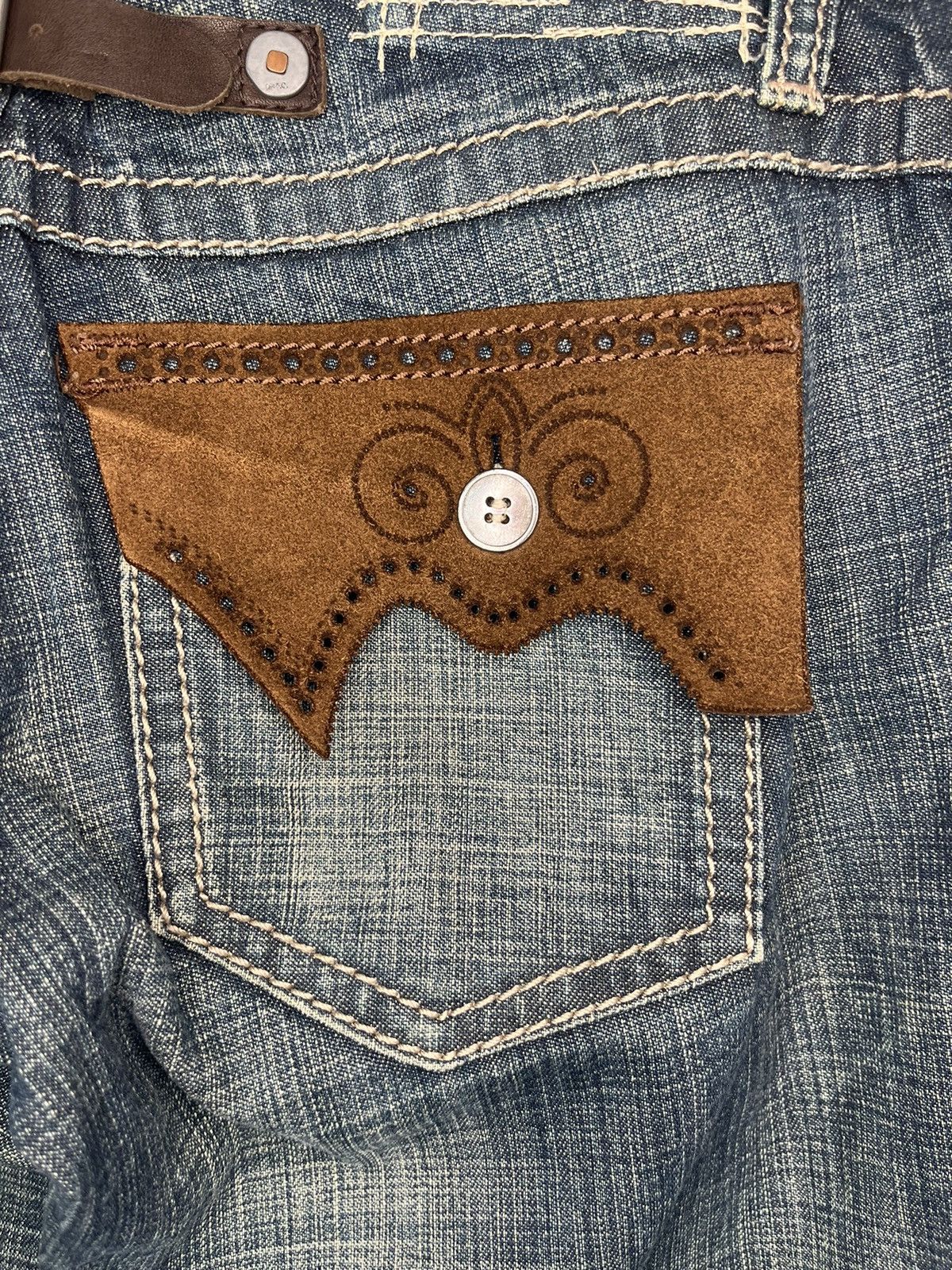 Marithe + Francois Girbaud Y2K Marithé Francois Girbaud Western Suede Detail Denim Size 24" / US 00 / IT 34 - 5 Thumbnail