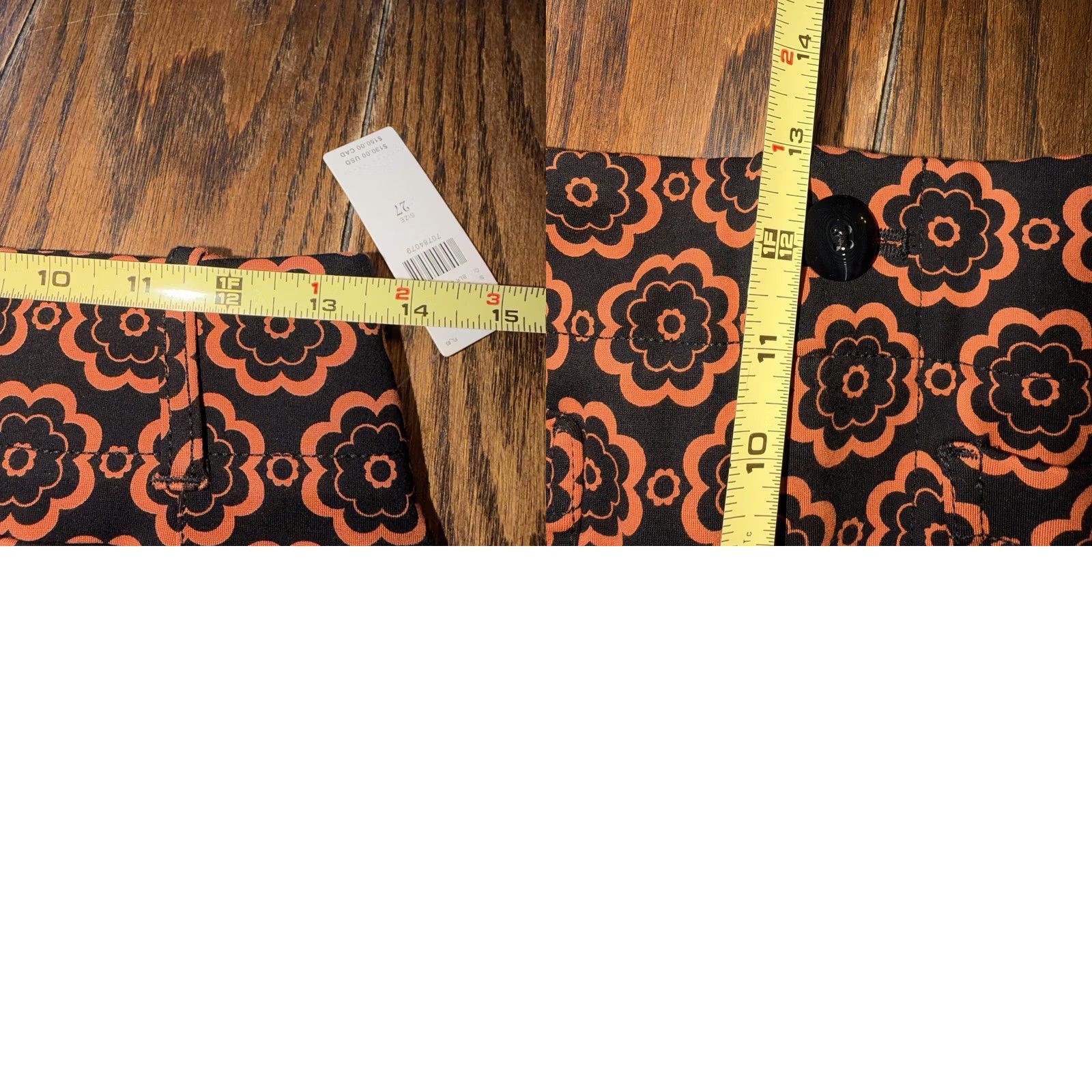 Anthropologie VINTAGE Anthropologie Maeve The Colette Pants Wide-Leg Black Orange Motif Size 27 New Size 27" / US 4 / IT 40 - 10 Thumbnail
