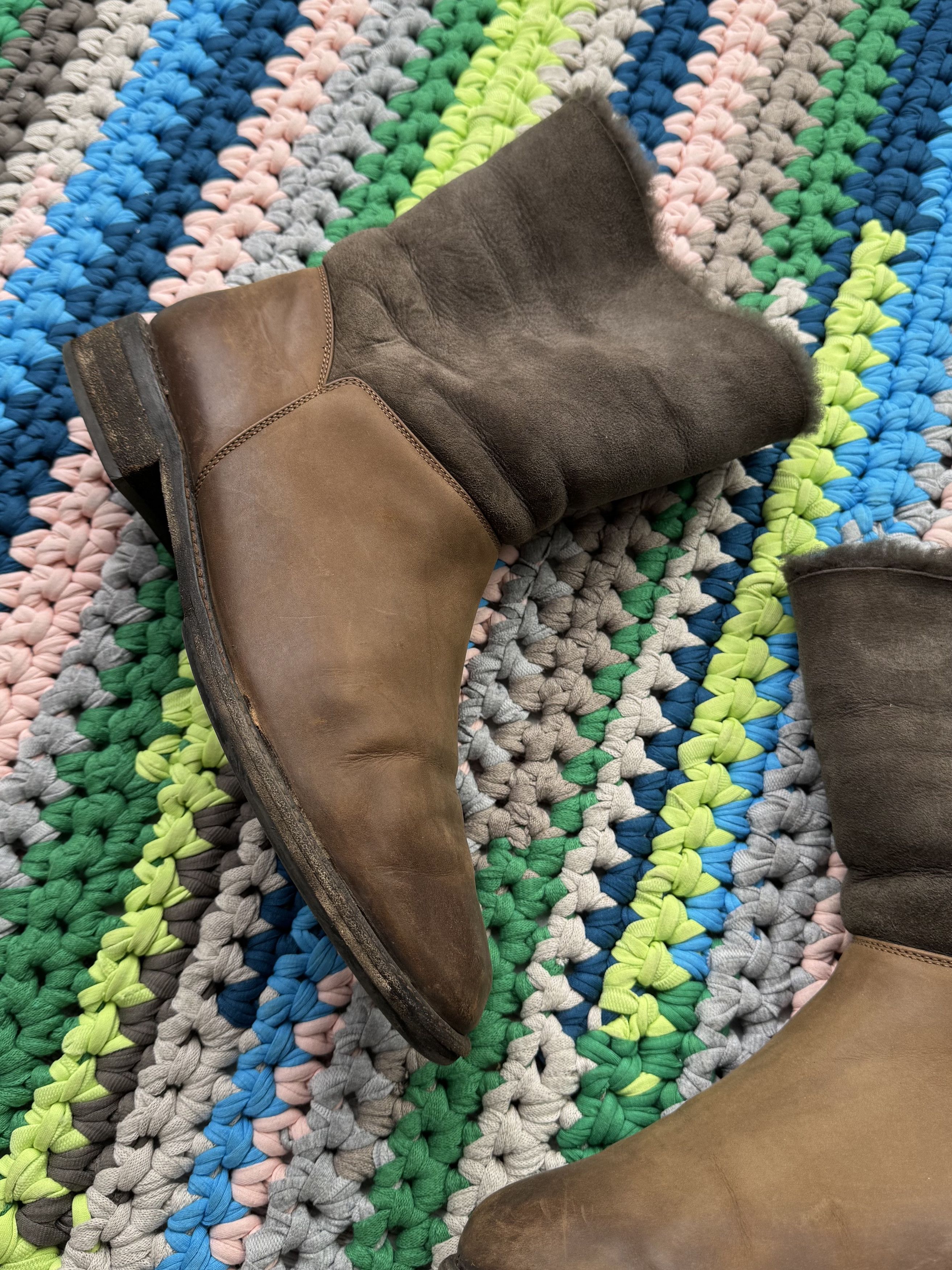 Salvatore Ferragamo Salvatore Ferragamo Leather/Real Sheepskin Boots (V247)(D10) Size US 9 / EU 42 - 2 Thumbnail