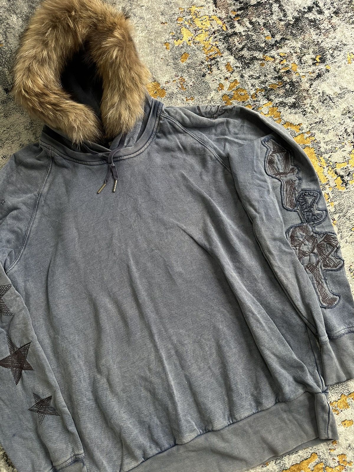 Diesel PERFECT FADED DIESEL FUR HOODIE EMBROIDERY STAR SKULL Size US L / EU 52-54 / 3 - 3 Thumbnail
