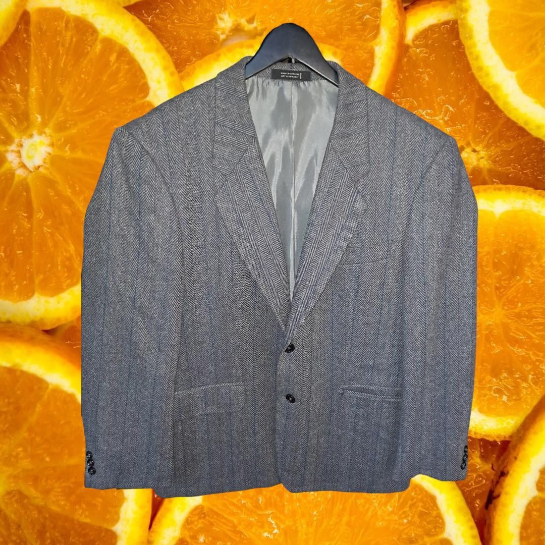 John Weitz John Weitz Signature Collection Gray Herringbone Tweed Blaze Size 40R - 1 Thumbnail
