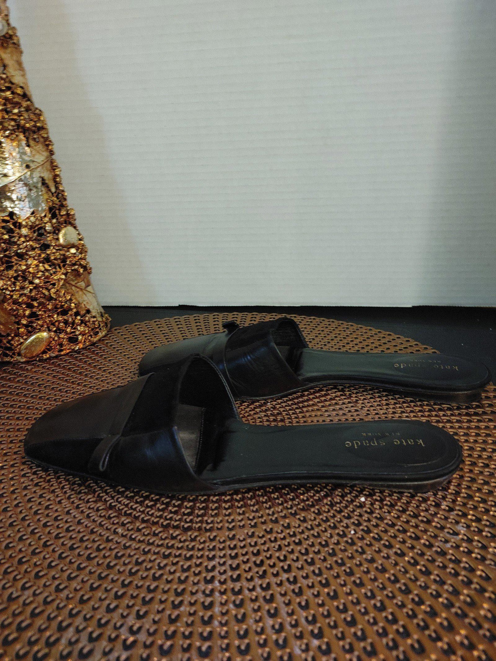 Designer Kate Spade Leather & Suede Slides Size 8 Size US 8 / IT 38 - 4 Thumbnail