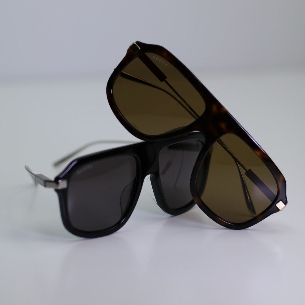 Gucci NEW Gucci Sunglasses GG1309S 005 Shiny Black Grey Shield Men Size ONE SIZE - 9 Thumbnail