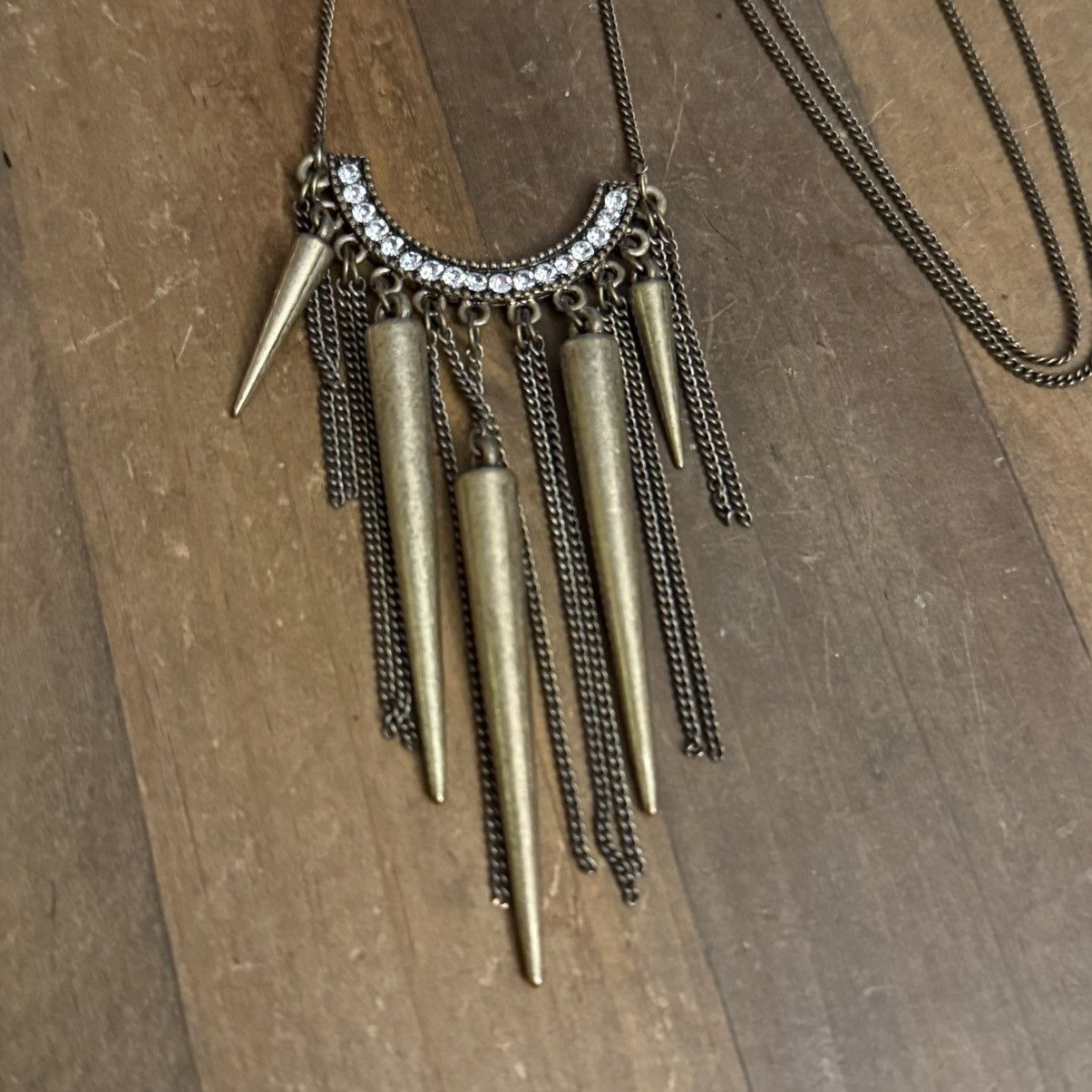 Other Bronze tone spikes and chains pendant necklace Size ONE SIZE - 3 Thumbnail