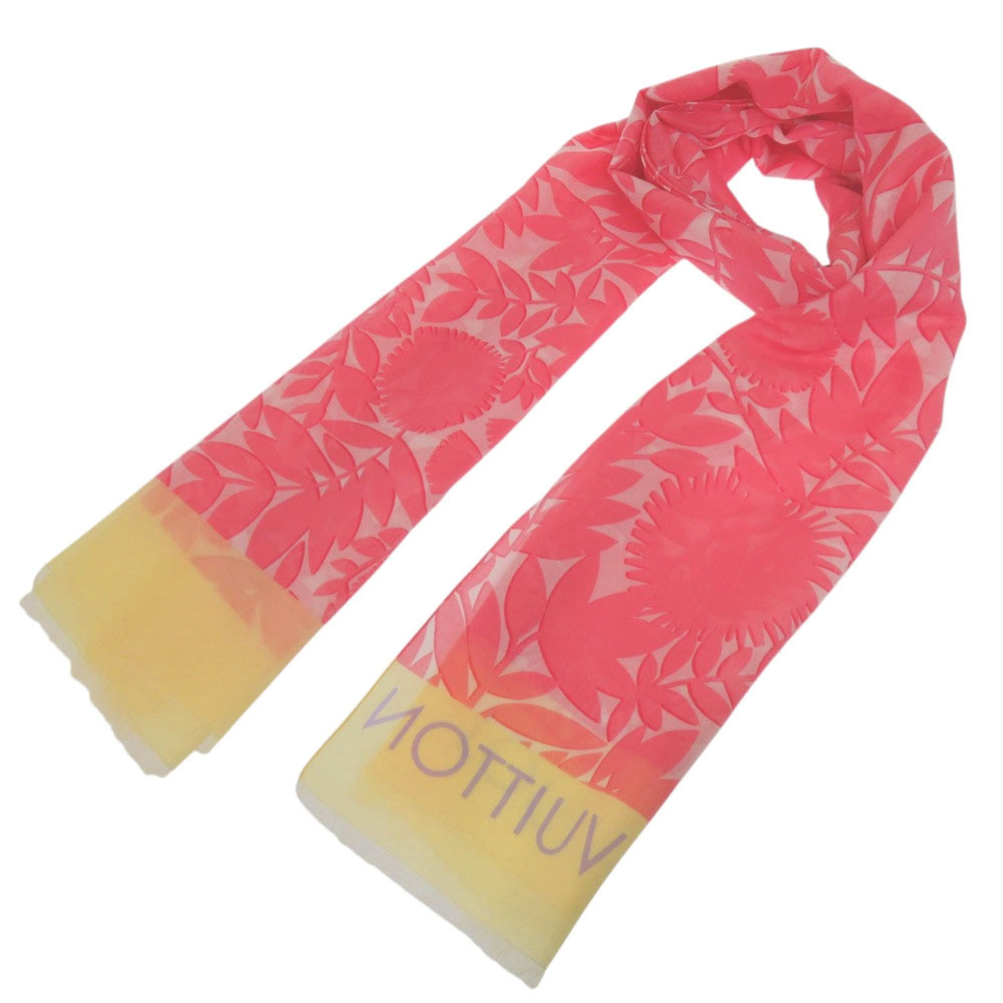 Louis Vuitton Excellent condition Louis Vuitton Pareo Tropical Flower large fringed shawl M75270 cotton silk rose pink yellow scarf muffler LV 0044 LOUIS VUITTON Size ONE SIZE - 1 Thumbnail