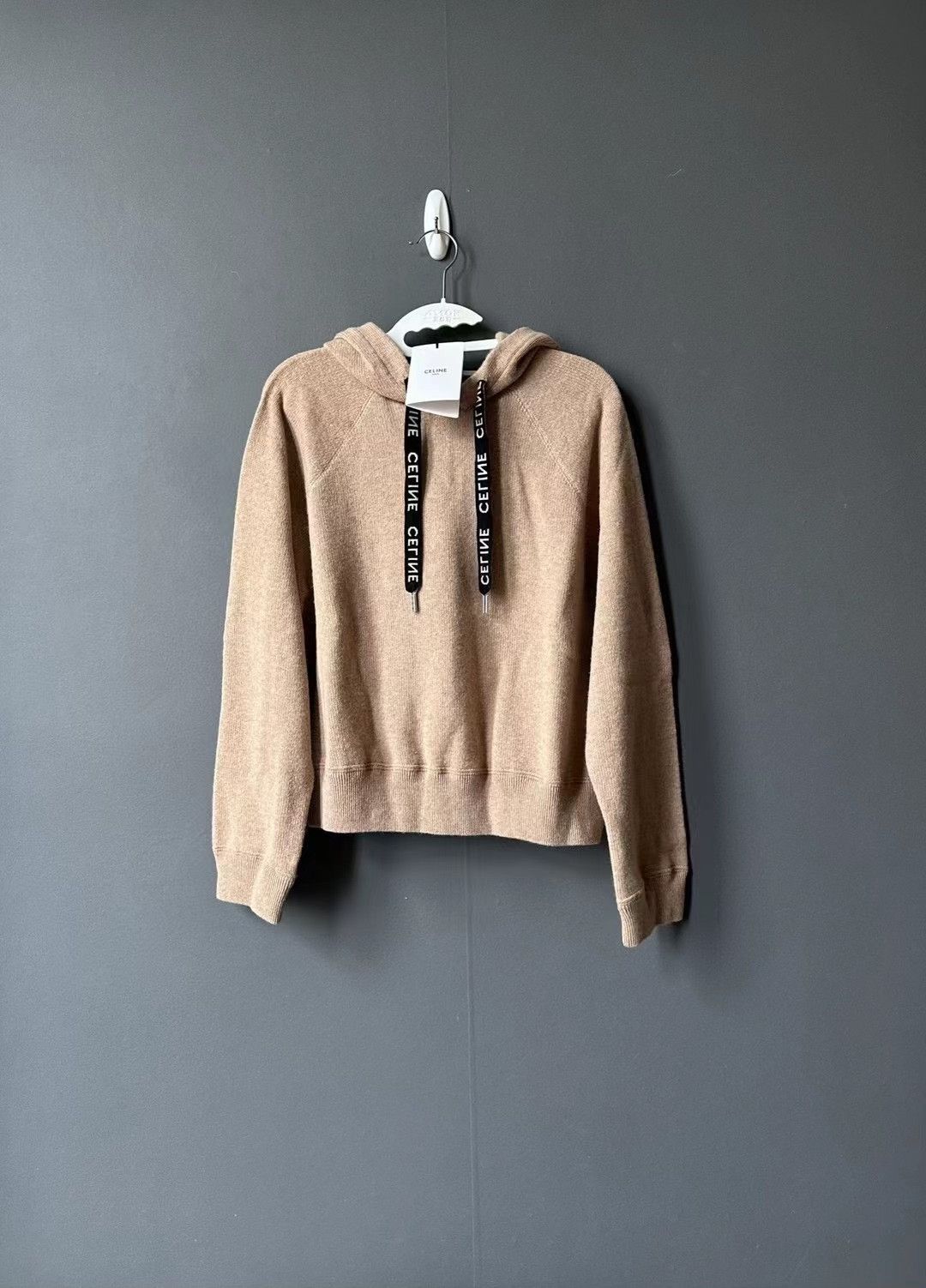 Celine Celine Brown Cashmere Drawstring Hoodie Size L / US 10 / IT 46 - 1 Thumbnail