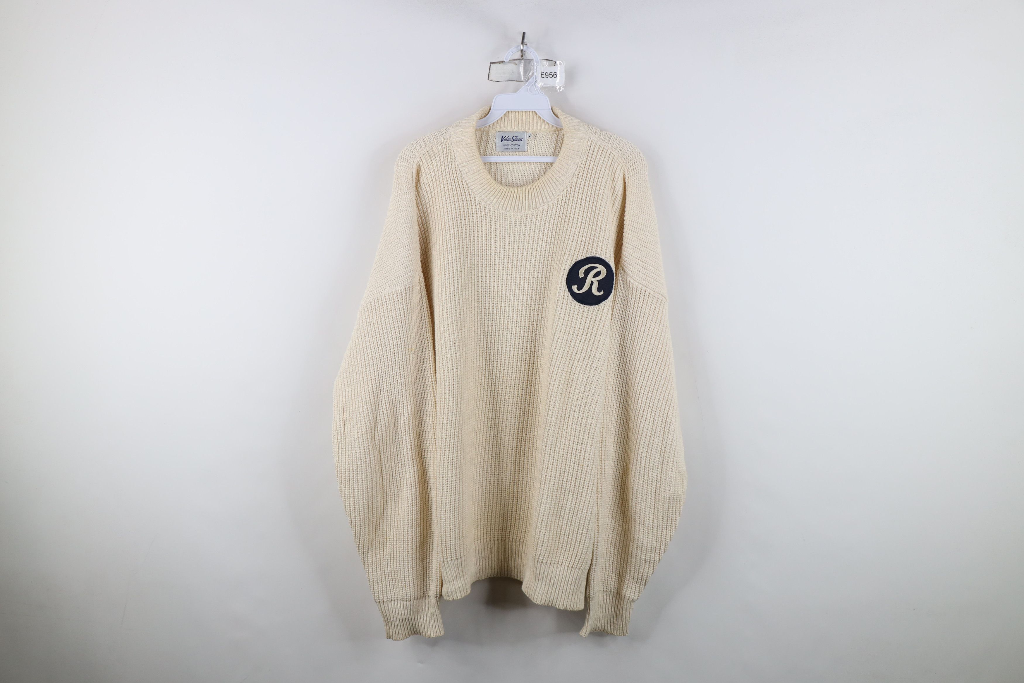 Vintage Vintage 80s 90s Streetwear Ribbed Knit Sweater Cream USA Size US XL / EU 56 / 4 - 1 Thumbnail