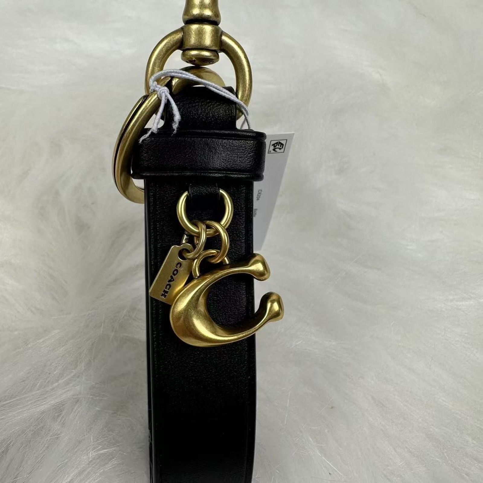 Coach Coach Loop Bag Charm Key Chain/Key Ring Leather/Brass/Black Size ONE SIZE - 3 Thumbnail