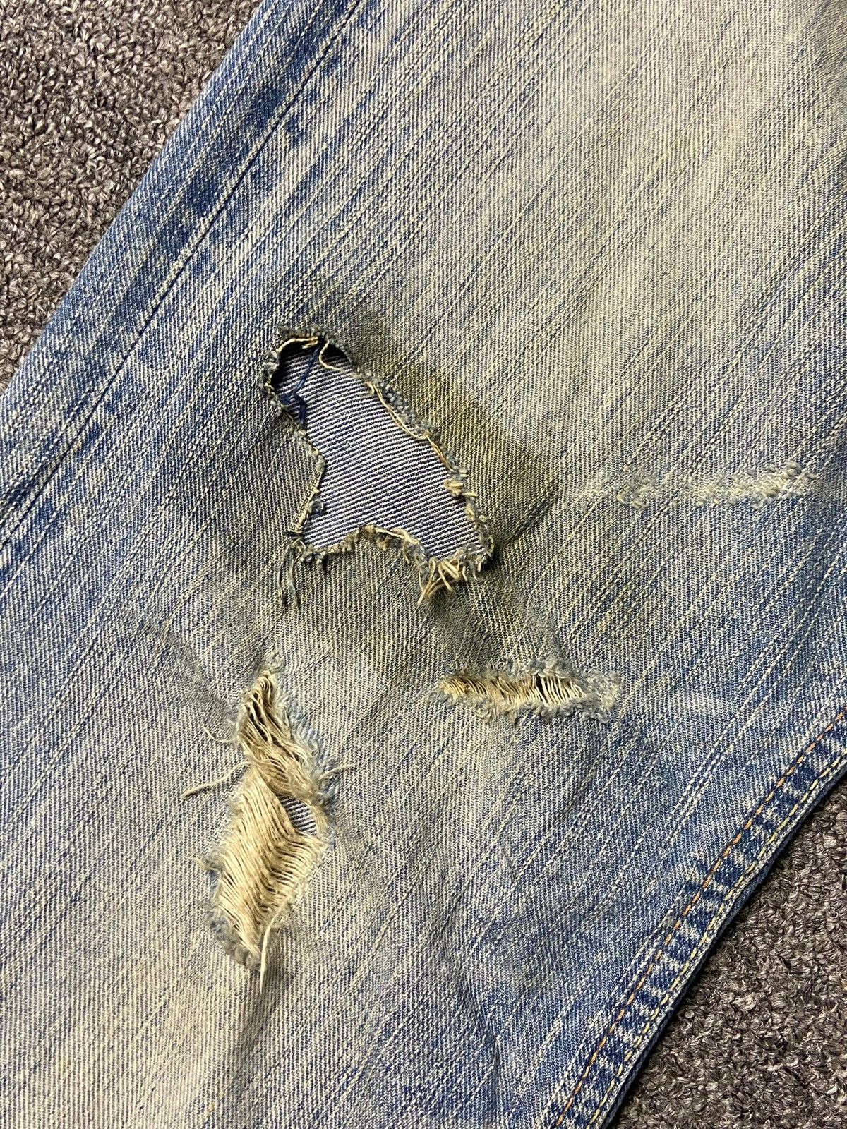 Japanese Brand Liberto XXX Distressed Ripped Denim Jeans (165) Size US 32 / EU 48 - 14 Thumbnail
