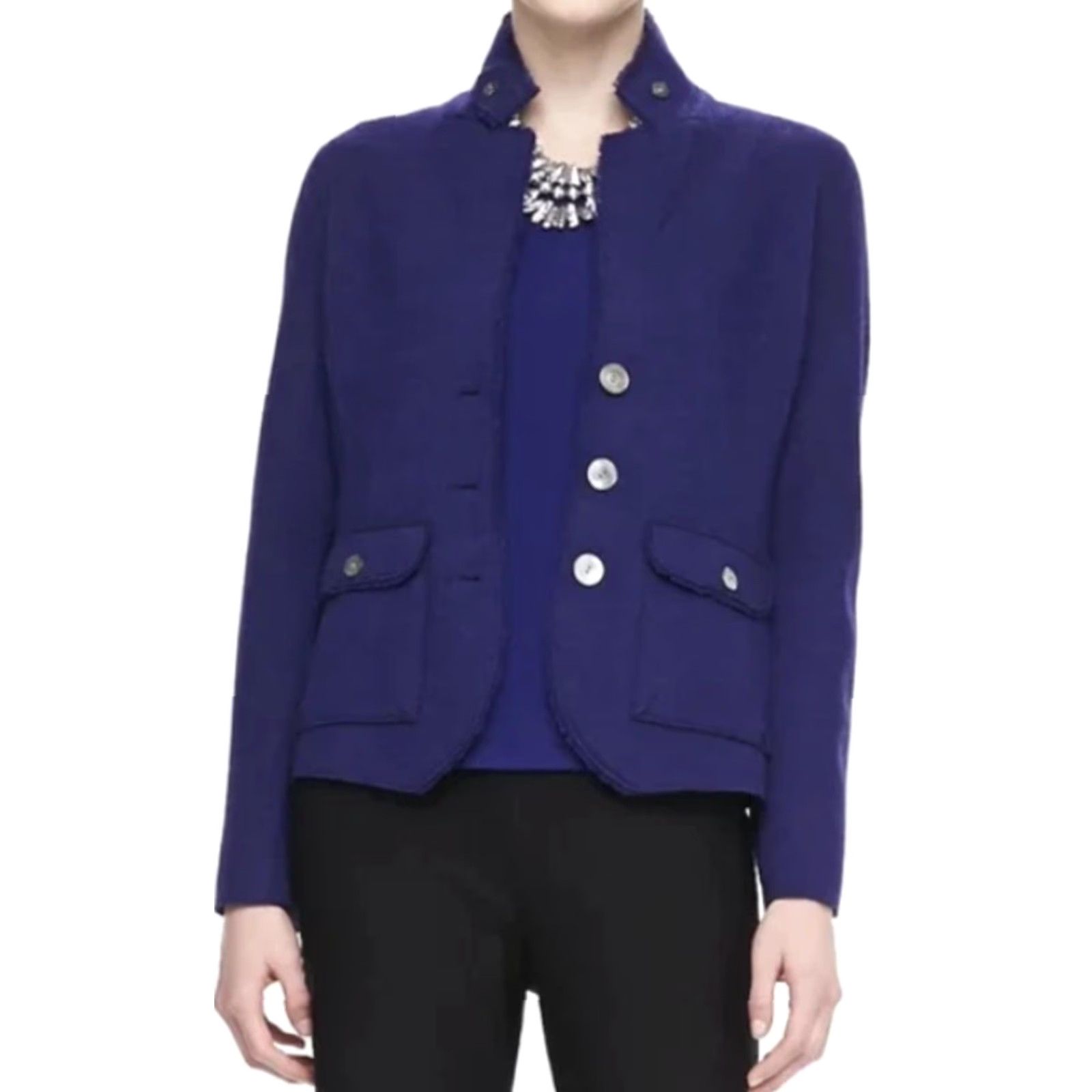 Eileen Fisher Eileen Fisher Felted Merino Doubleknit Shaped Jacket Ultramarine Womens Medium Size M / US 6-8 / IT 42-44 - 2 Thumbnail