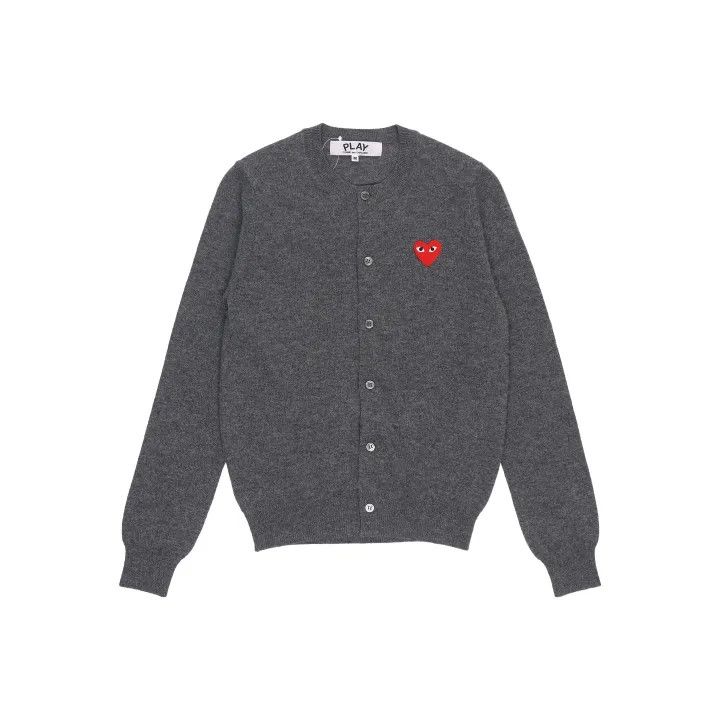 Comme des Garcons Comme des Garçons Play Gray Knit Cardigan with Heart 0079 Size M / US 6-8 / IT 42-44 - 1 Thumbnail