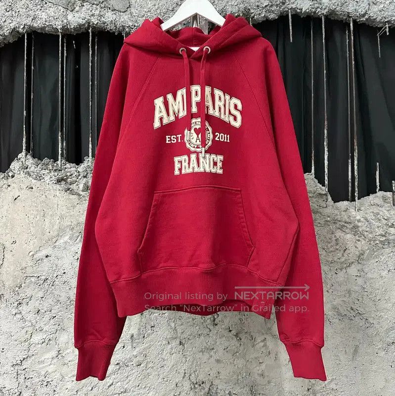 AMI AMI Red Cotton Long Sleeve Hoodie . Size L / US 10 / IT 46 - 1 Thumbnail